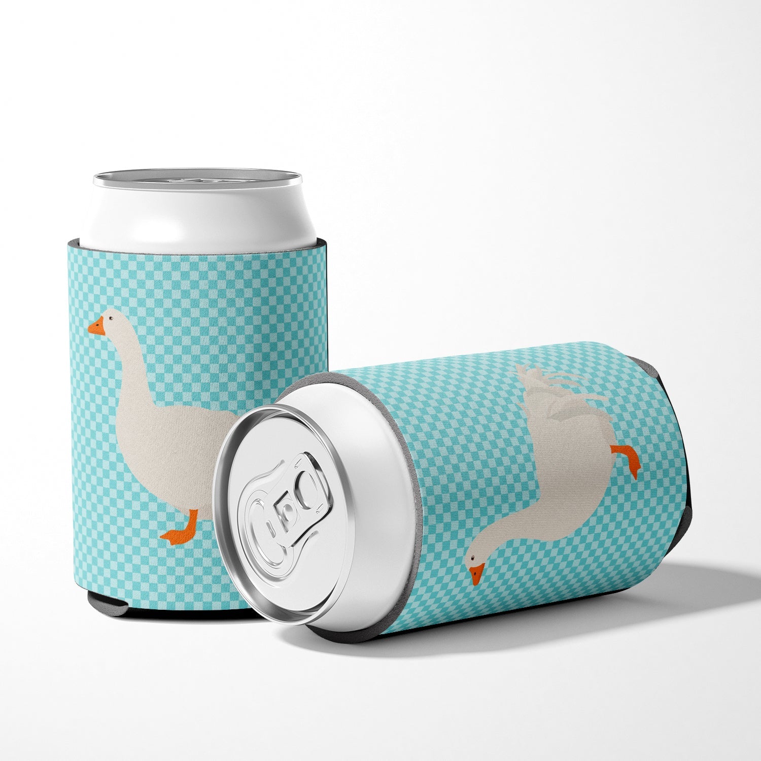 Sebastopol Goose Blue Check Can or Bottle Hugger Cooler Sleeve for Standard 12 oz Cans, Insulated Foam Beer & Soda Can Hugger Reusable