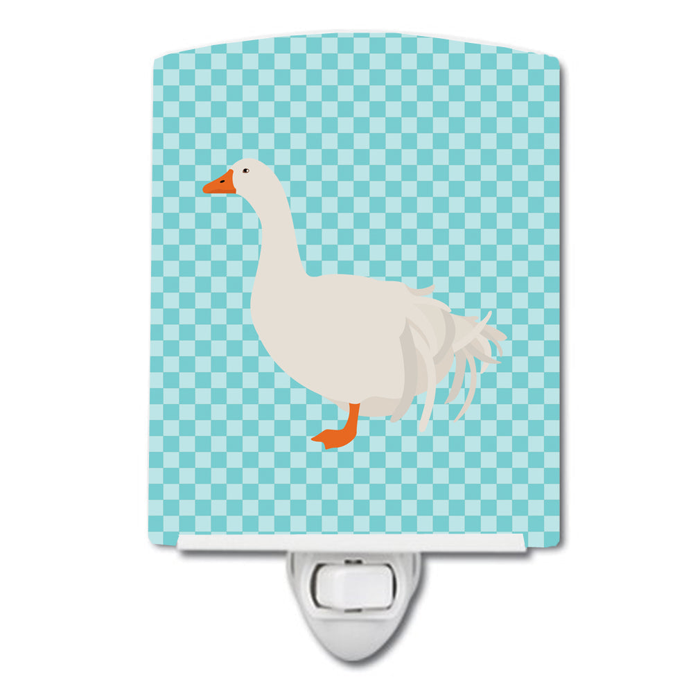 Sebastopol Goose Blue Check Ceramic Night Light Compact, UL-Certified, Ideal for Bedroom, Bathroom, Nursery, Hallway, Kitchen, 6x4x3, Multicolor
