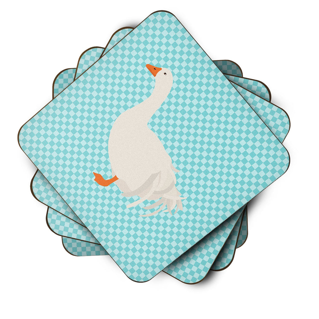 Sebastopol Goose Blue Check Foam Coasters Set of 4 Cup Coasters for Indoor Outdoor, Tabletop Protection, Anti Slip, Mouse pad Material