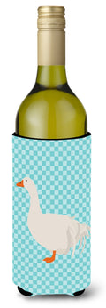 Sebastopol Goose Blue Check Wine Bottle Hugger Gift Sleeve for Standard 750 ml Bottles, Insulated Reusable Also Fits Mini Shot & Pint Bottles