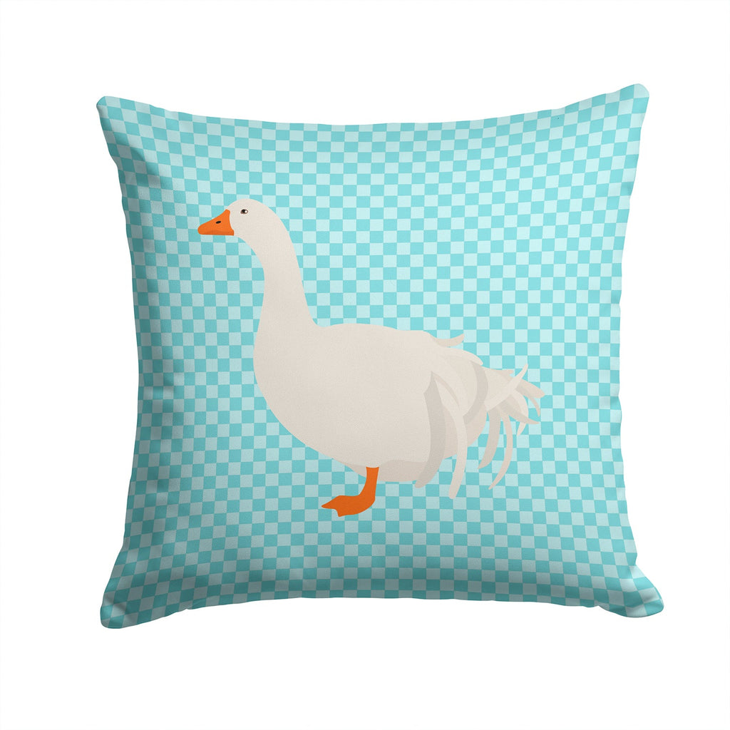 Sebastopol Goose Blue Check Decorative Throw Pillow 14x14 Indoor Outdoor Accent Cushion, Fabric Cover with Insert for Sofa, Bed, Porch & Living Room