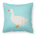Sebastopol Goose Blue Check Decorative Throw Pillow 18x18 Indoor Outdoor Accent Cushion, Fabric Cover with Insert for Sofa, Bed, Porch & Living Room