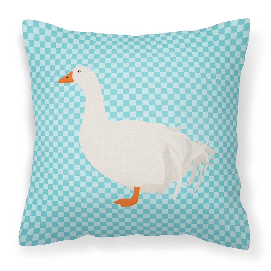 Sebastopol Goose Blue Check Decorative Throw Pillow 18x18 Indoor Outdoor Accent Cushion, Fabric Cover with Insert for Sofa, Bed, Porch & Living Room