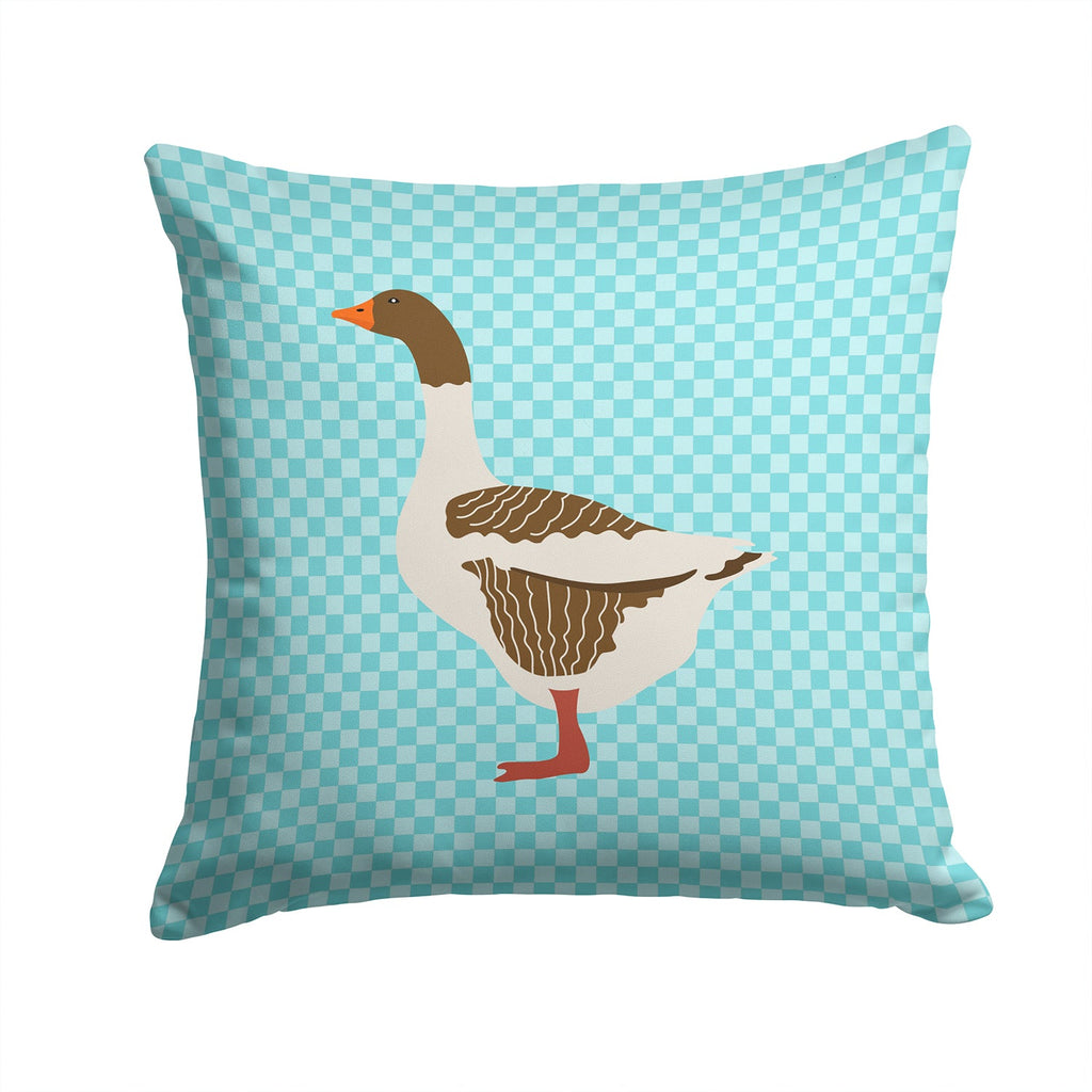 Pomeranian Rogener Goose Blue Check Decorative Throw Pillow 14x14 Indoor Outdoor Accent Cushion, Fabric Cover with Insert for Sofa, Bed, Porch & Living Room
