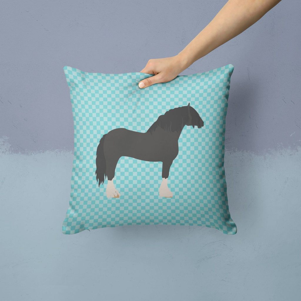 Pomeranian Rogener Goose Blue Check Decorative Throw Pillow 14x14 Indoor Outdoor Accent Cushion, Fabric Cover with Insert for Sofa, Bed, Porch & Living Room