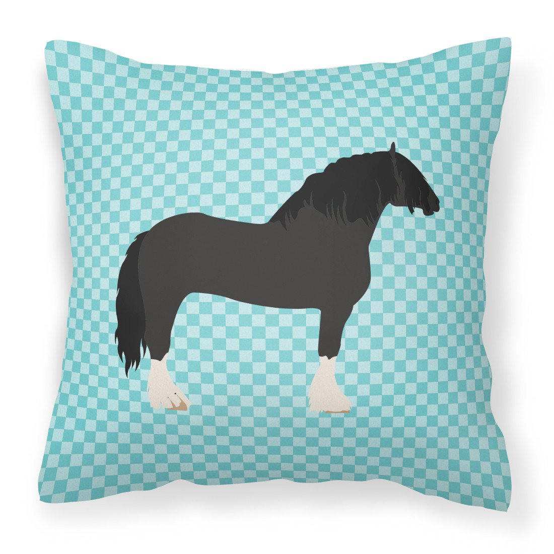 Pomeranian Rogener Goose Blue Check Decorative Throw Pillow 18x18 Indoor Outdoor Accent Cushion, Fabric Cover with Insert for Sofa, Bed, Porch & Living Room