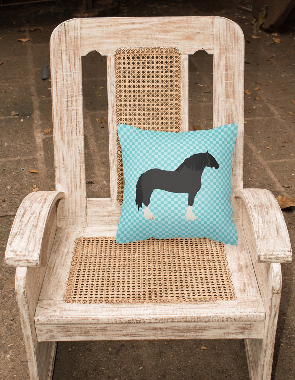 Pomeranian Rogener Goose Blue Check Decorative Throw Pillow 18x18 Indoor Outdoor Accent Cushion, Fabric Cover with Insert for Sofa, Bed, Porch & Living Room