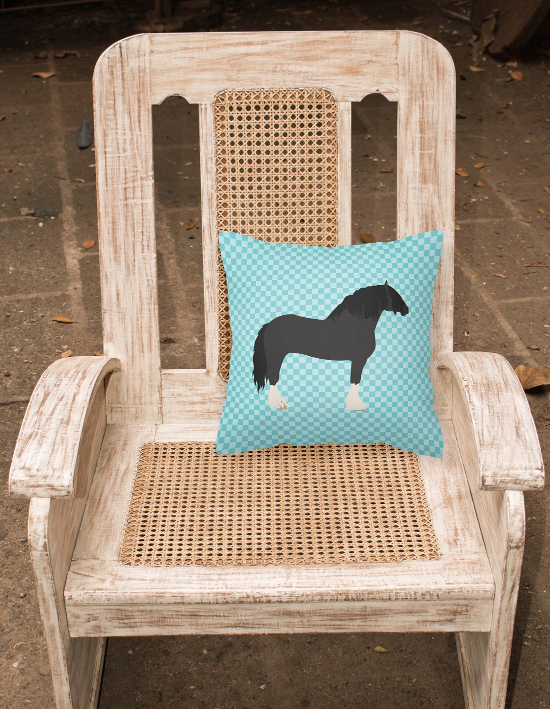 Pomeranian Rogener Goose Blue Check Decorative Throw Pillow 18x18 Indoor Outdoor Accent Cushion, Fabric Cover with Insert for Sofa, Bed, Porch & Living Room