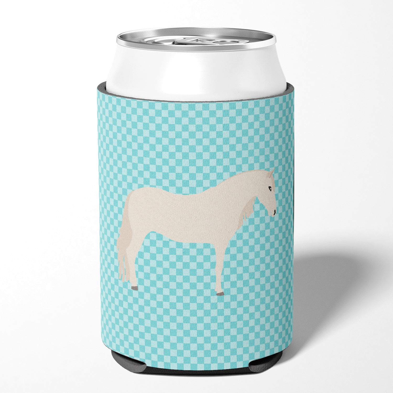 Paso Fino Horse Blue Check Can or Bottle Hugger Cooler Sleeve for Standard 12 oz Cans, Insulated Foam Beer & Soda Can Hugger Reusable