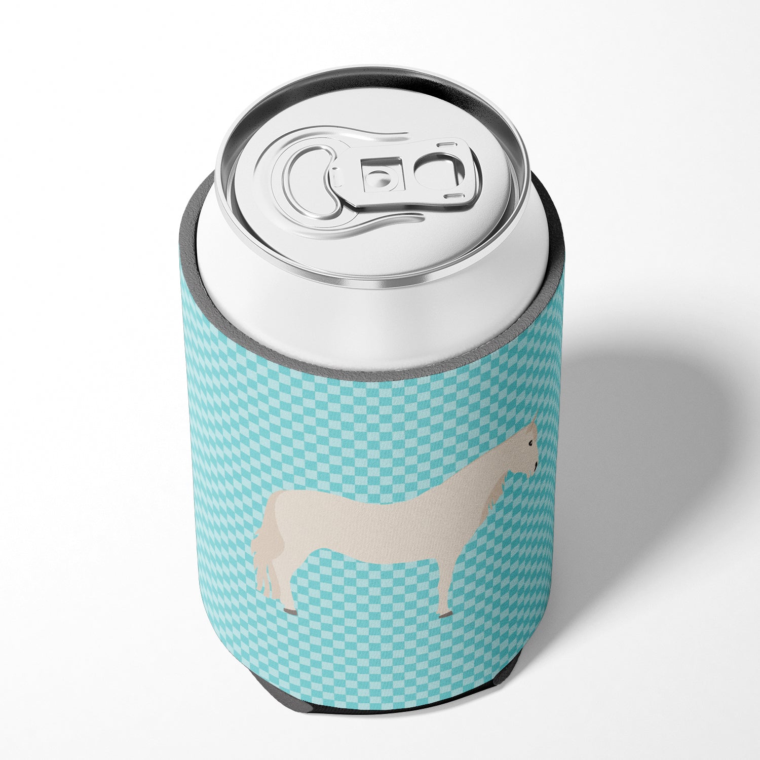 Paso Fino Horse Blue Check Can or Bottle Hugger Cooler Sleeve for Standard 12 oz Cans, Insulated Foam Beer & Soda Can Hugger Reusable