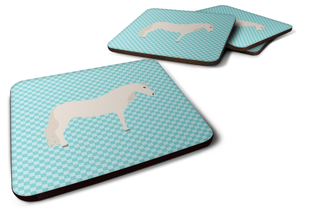 Paso Fino Horse Blue Check Foam Coasters Set of 4 Cup Coasters for Indoor Outdoor, Tabletop Protection, Anti Slip, Mouse pad Material