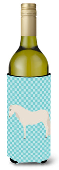 Paso Fino Horse Blue Check Wine Bottle Hugger Gift Sleeve for Standard 750 ml Bottles, Insulated Reusable Also Fits Mini Shot & Pint Bottles
