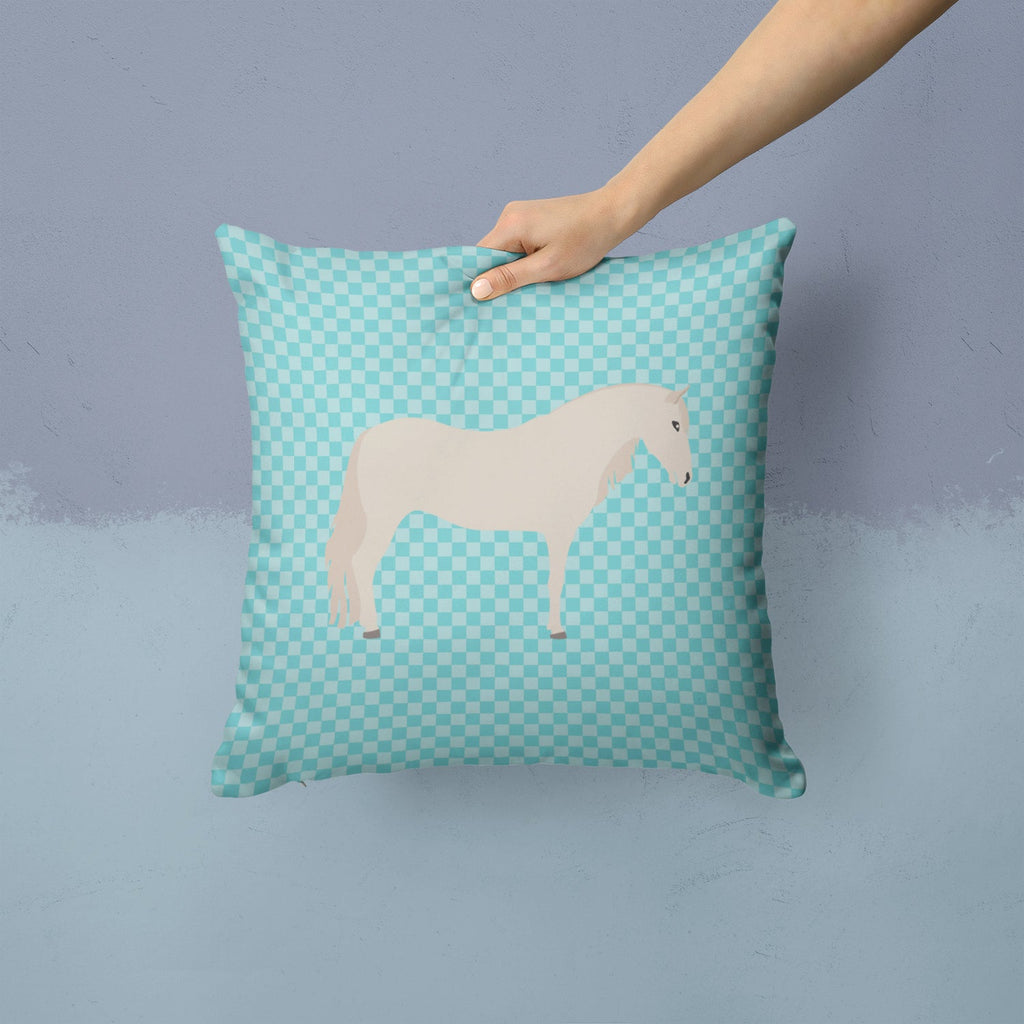 Paso Fino Horse Blue Check Decorative Throw Pillow 14x14 Indoor Outdoor Accent Cushion, Fabric Cover with Insert for Sofa, Bed, Porch & Living Room