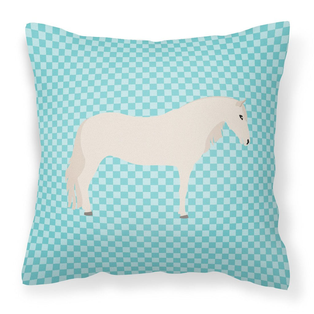 Paso Fino Horse Blue Check Decorative Throw Pillow 18x18 Indoor Outdoor Accent Cushion, Fabric Cover with Insert for Sofa, Bed, Porch & Living Room