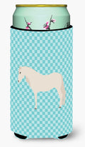 Paso Fino Horse Blue Check Tall Boy Hugger Can Cooler Sleeve Machine Washable Drink Collapsible Insulator Beverage Insulated Holder