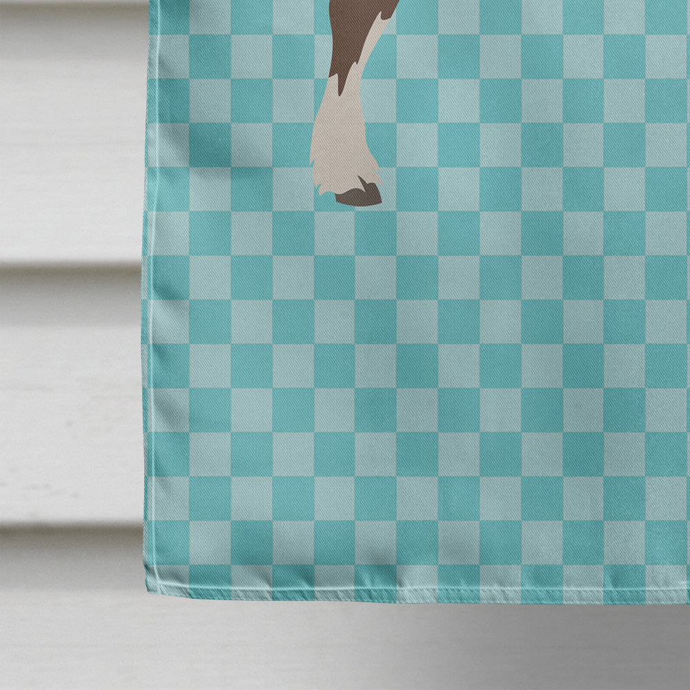 Percheron Horse Blue Check House Flag 28x40 Porch Sleeve Pole Decorative Outside Yard Banner Artwork Wall Hanging, Polyester