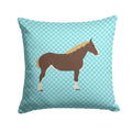 Percheron Horse Blue Check Decorative Throw Pillow 14x14 Indoor Outdoor Accent Cushion, Fabric Cover with Insert for Sofa, Bed, Porch & Living Room