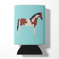 Pinto Horse Blue Check Can or Bottle Hugger Cooler Sleeve for Standard 12 oz Cans, Insulated Foam Beer & Soda Can Hugger Reusable