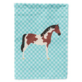 Pinto Horse Blue Check House Flag 28x40 Porch Sleeve Pole Decorative Outside Yard Banner Artwork Wall Hanging, Polyester