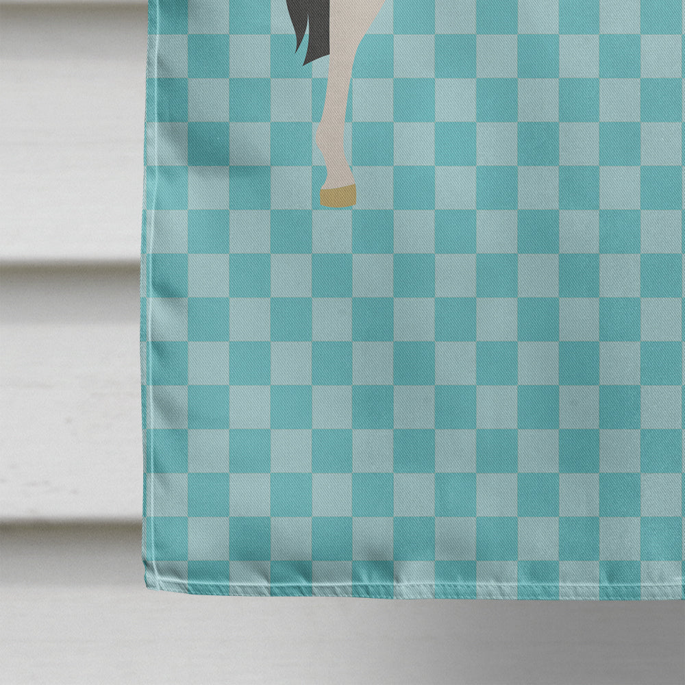 Pinto Horse Blue Check House Flag 28x40 Porch Sleeve Pole Decorative Outside Yard Banner Artwork Wall Hanging, Polyester