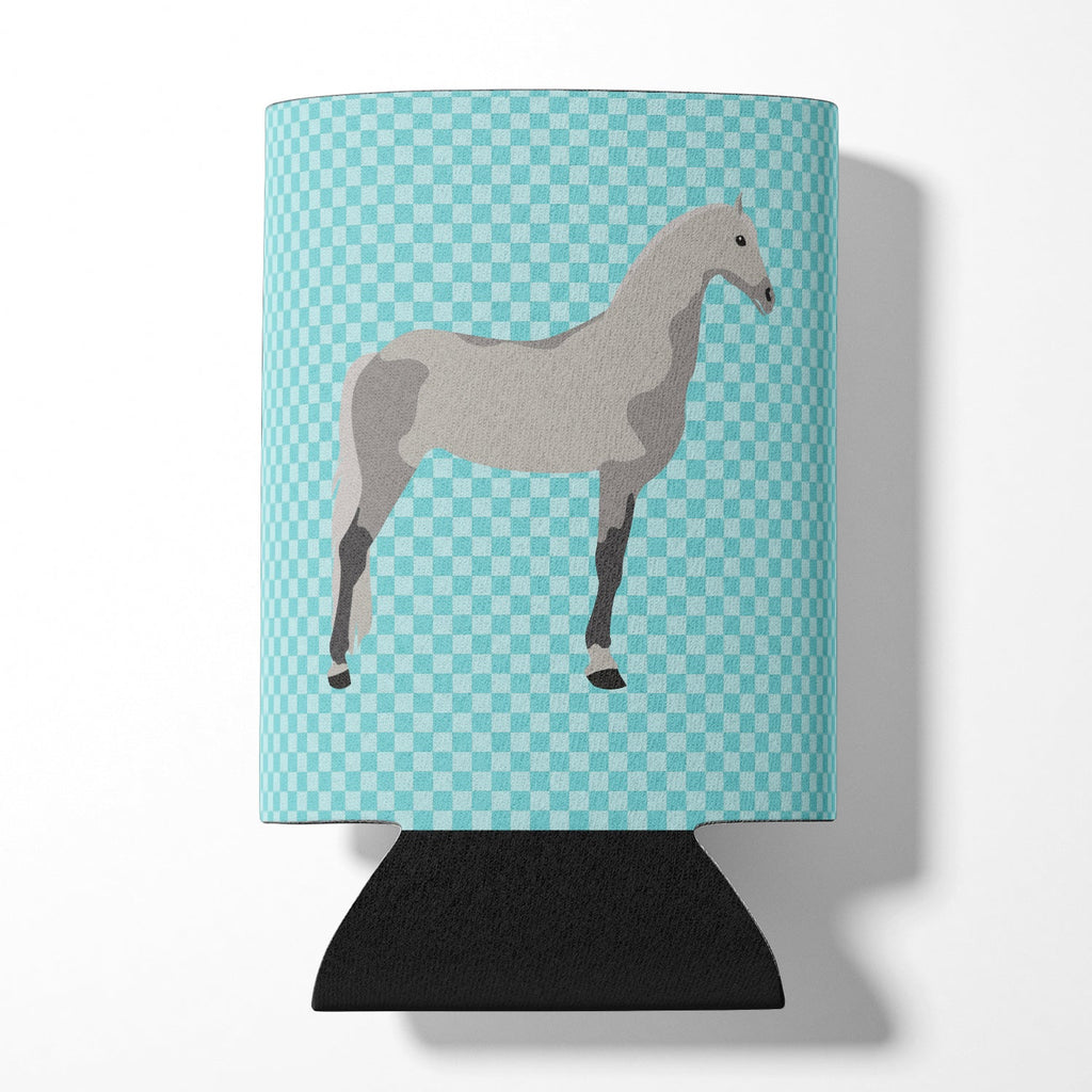 Orlov Trotter Horse Blue Check Can or Bottle Hugger Cooler Sleeve for Standard 12 oz Cans, Insulated Foam Beer & Soda Can Hugger Reusable