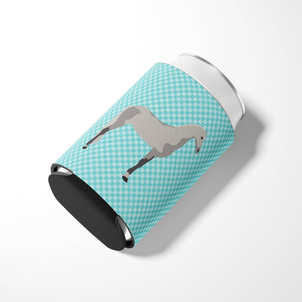 Orlov Trotter Horse Blue Check Can or Bottle Hugger Cooler Sleeve for Standard 12 oz Cans, Insulated Foam Beer & Soda Can Hugger Reusable