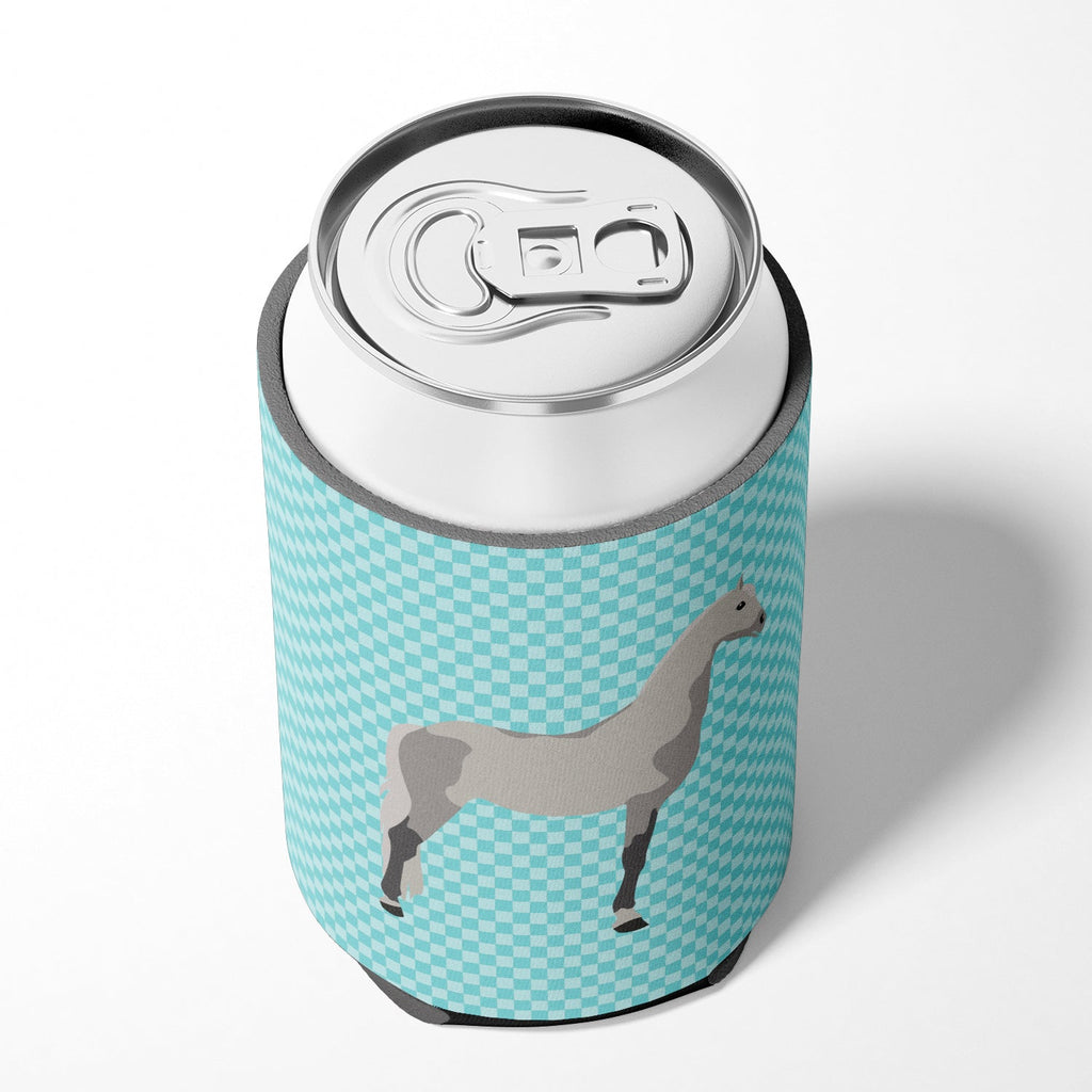 Orlov Trotter Horse Blue Check Can or Bottle Hugger Cooler Sleeve for Standard 12 oz Cans, Insulated Foam Beer & Soda Can Hugger Reusable