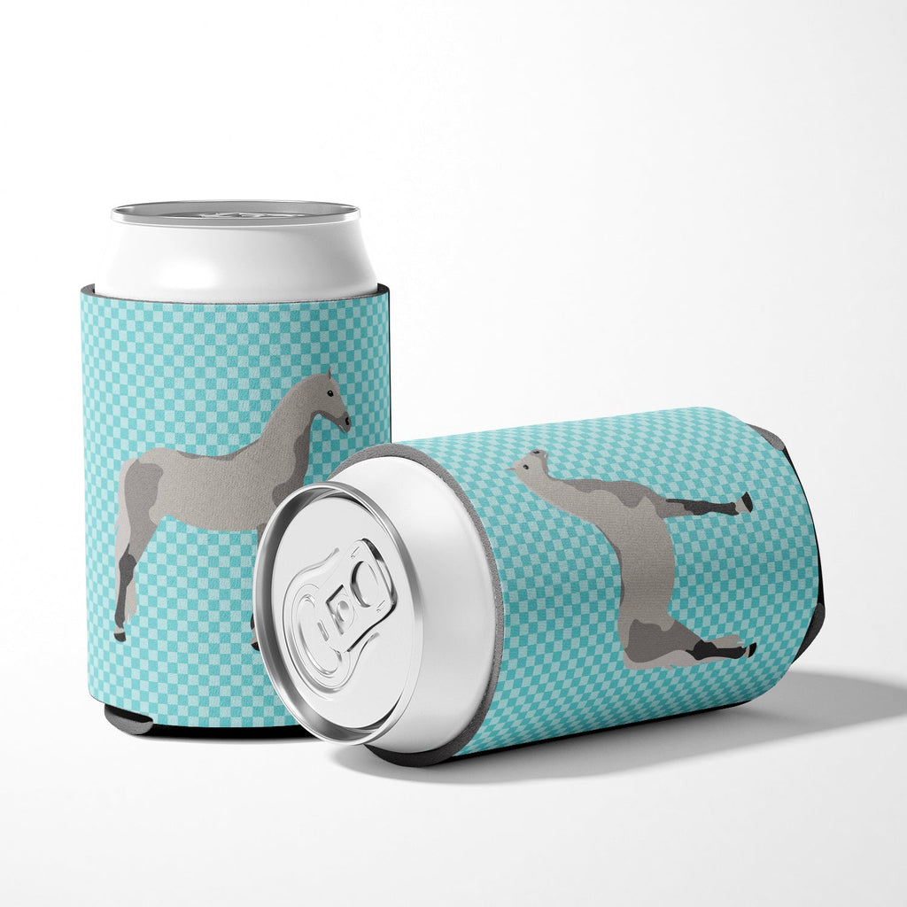 Orlov Trotter Horse Blue Check Can or Bottle Hugger Cooler Sleeve for Standard 12 oz Cans, Insulated Foam Beer & Soda Can Hugger Reusable