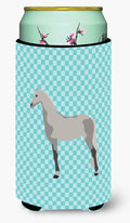 Orlov Trotter Horse Blue Check Tall Boy Hugger Can Cooler Sleeve Machine Washable Drink Collapsible Insulator Beverage Insulated Holder