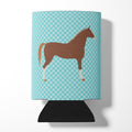 Hannoverian Horse Blue Check Can or Bottle Hugger Cooler Sleeve for Standard 12 oz Cans, Insulated Foam Beer & Soda Can Hugger Reusable