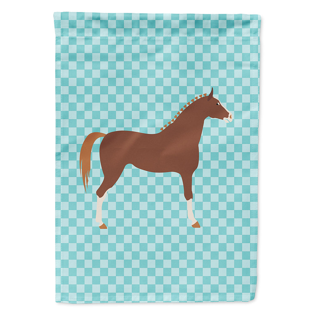 Hannoverian Horse Blue Check House Flag 28x40 Porch Sleeve Pole Decorative Outside Yard Banner Artwork Wall Hanging, Polyester