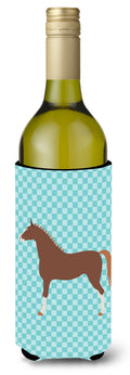 Hannoverian Horse Blue Check Wine Bottle Hugger Gift Sleeve for Standard 750 ml Bottles, Insulated Reusable Also Fits Mini Shot & Pint Bottles