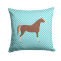 Hannoverian Horse Blue Check Decorative Throw Pillow 14x14 Indoor Outdoor Accent Cushion, Fabric Cover with Insert for Sofa, Bed, Porch & Living Room