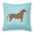 Hannoverian Horse Blue Check Decorative Throw Pillow 18x18 Indoor Outdoor Accent Cushion, Fabric Cover with Insert for Sofa, Bed, Porch & Living Room