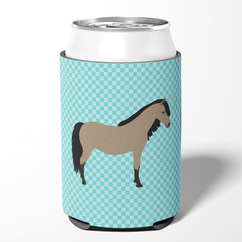 Welsh Pony Horse Blue Check Can or Bottle Hugger Cooler Sleeve for Standard 12 oz Cans, Insulated Foam Beer & Soda Can Hugger Reusable