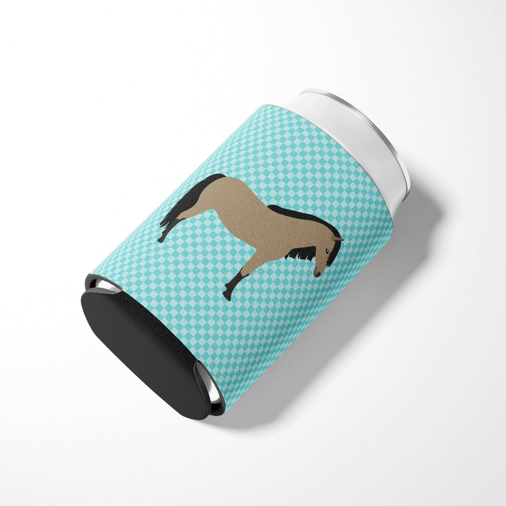 Welsh Pony Horse Blue Check Can or Bottle Hugger Cooler Sleeve for Standard 12 oz Cans, Insulated Foam Beer & Soda Can Hugger Reusable