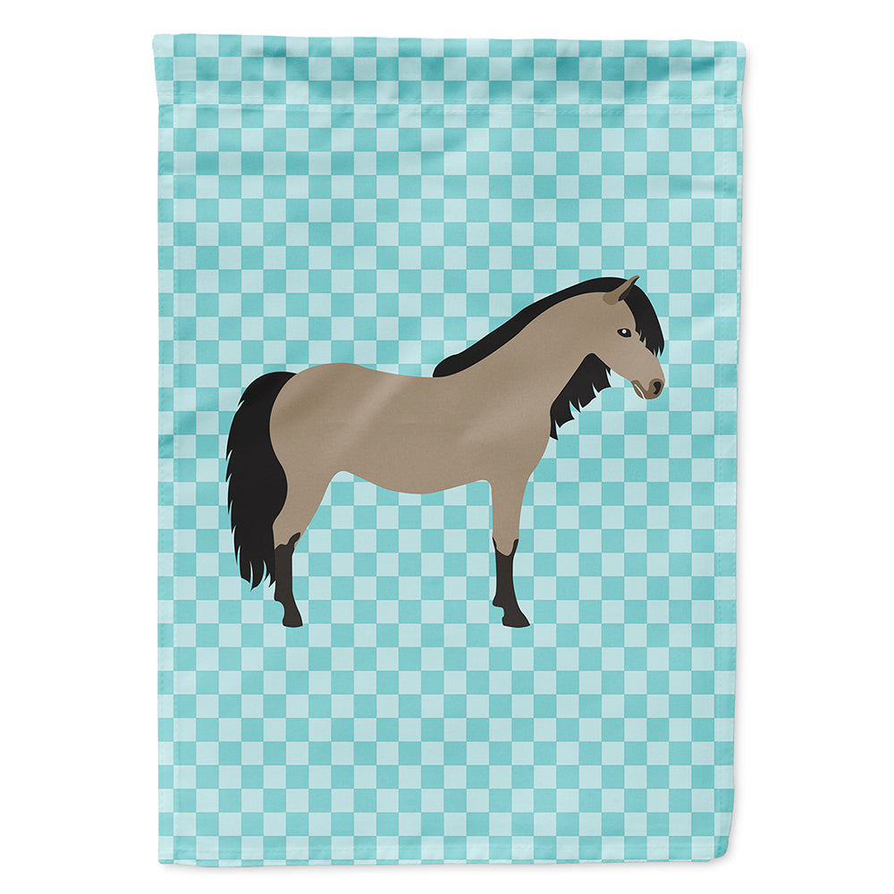 Welsh Pony Horse Blue Check House Flag 28x40 Porch Sleeve Pole Decorative Outside Yard Banner Artwork Wall Hanging, Polyester
