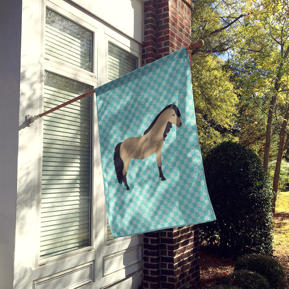 Welsh Pony Horse Blue Check House Flag 28x40 Porch Sleeve Pole Decorative Outside Yard Banner Artwork Wall Hanging, Polyester