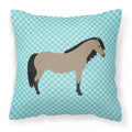 Welsh Pony Horse Blue Check Decorative Throw Pillow 18x18 Indoor Outdoor Accent Cushion, Fabric Cover with Insert for Sofa, Bed, Porch & Living Room