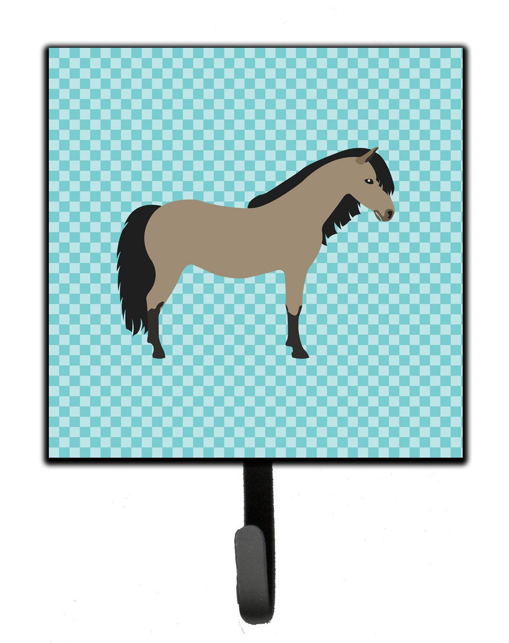 Welsh Pony Horse Blue Check Leash or Key Holder Wall Hooks, Key Hooks Holder, Coat Rack Wall Mount, Coat Hooks, Hooks for Hanging Keys, Towels, Aprons, Leashes