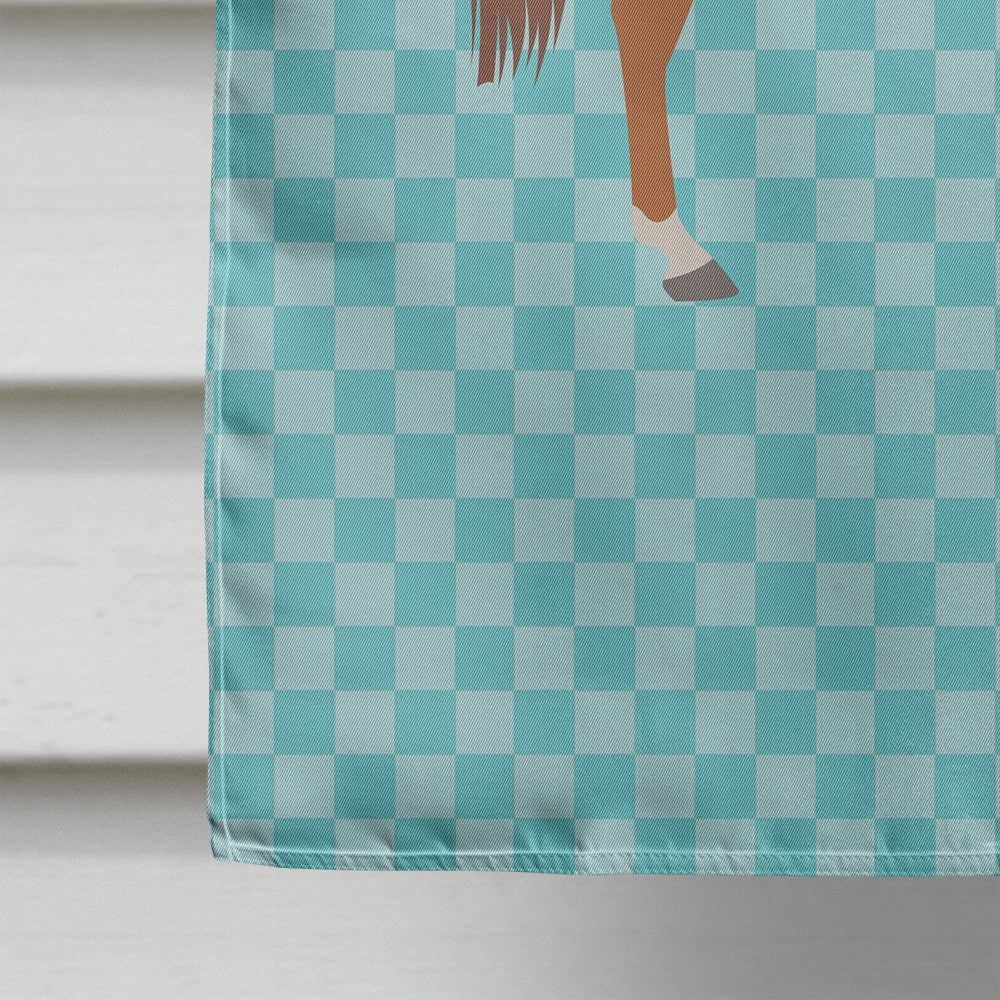 Arabian Horse Blue Check House Flag 28x40 Porch Sleeve Pole Decorative Outside Yard Banner Artwork Wall Hanging, Polyester