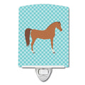 Arabian Horse Blue Check Ceramic Night Light Compact, UL-Certified, Ideal for Bedroom, Bathroom, Nursery, Hallway, Kitchen, 6x4x3, Multicolor