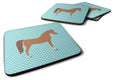 Arabian Horse Blue Check Foam Coasters Set of 4 Cup Coasters for Indoor Outdoor, Tabletop Protection, Anti Slip, Mouse pad Material