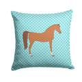 Arabian Horse Blue Check Decorative Throw Pillow 14x14 Indoor Outdoor Accent Cushion, Fabric Cover with Insert for Sofa, Bed, Porch & Living Room