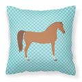 Arabian Horse Blue Check Decorative Throw Pillow 18x18 Indoor Outdoor Accent Cushion, Fabric Cover with Insert for Sofa, Bed, Porch & Living Room