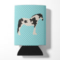 Cyldesdale Horse Blue Check Can or Bottle Hugger Cooler Sleeve for Standard 12 oz Cans, Insulated Foam Beer & Soda Can Hugger Reusable