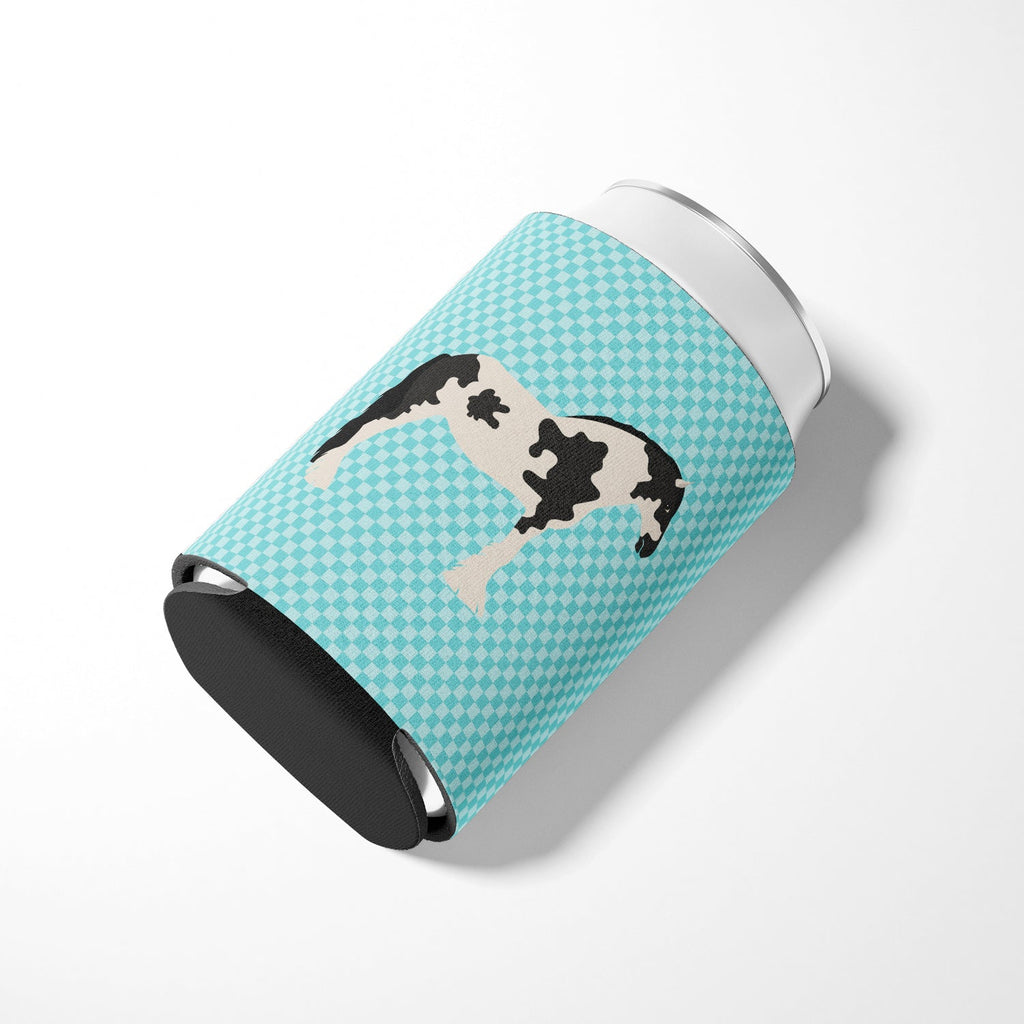 Cyldesdale Horse Blue Check Can or Bottle Hugger Cooler Sleeve for Standard 12 oz Cans, Insulated Foam Beer & Soda Can Hugger Reusable