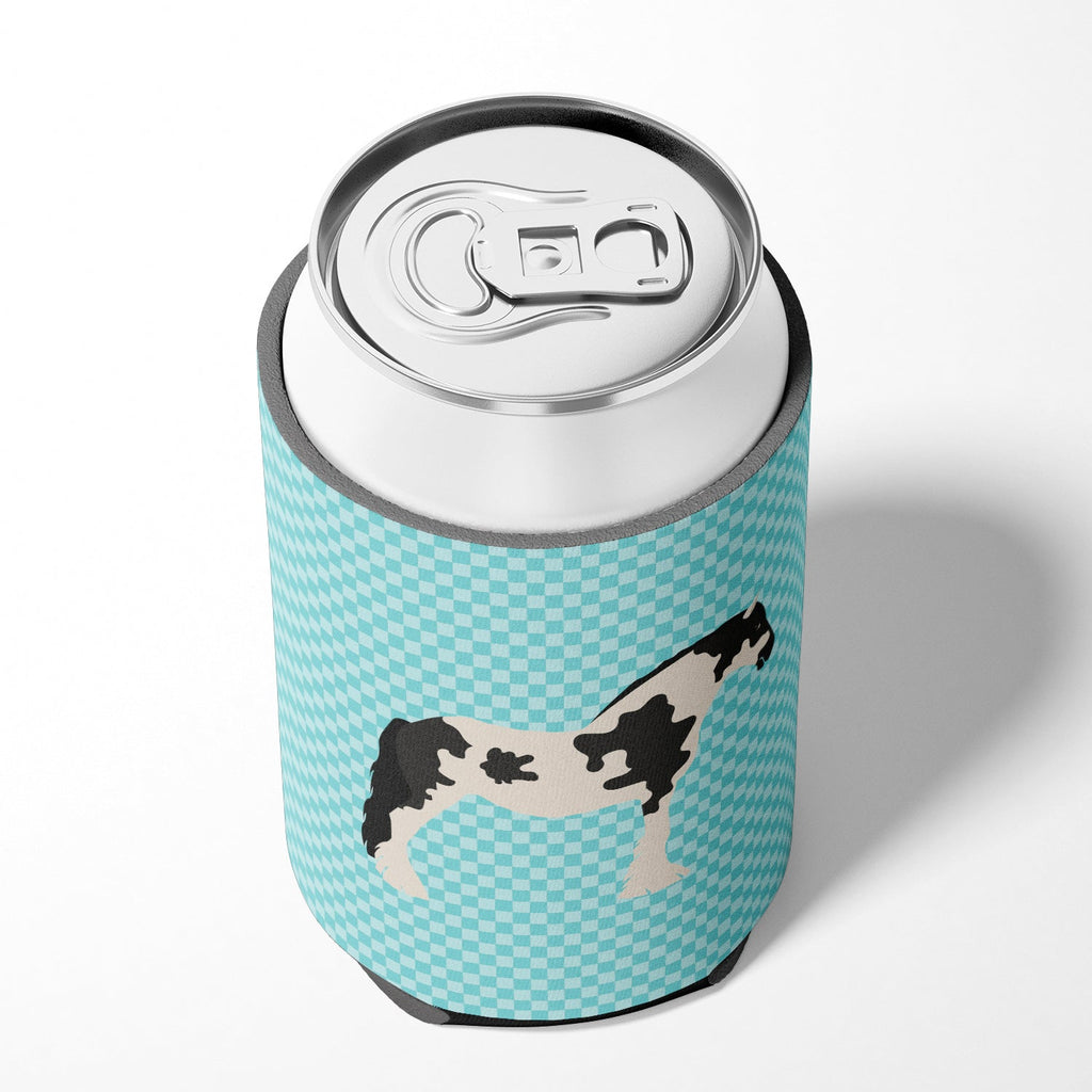 Cyldesdale Horse Blue Check Can or Bottle Hugger Cooler Sleeve for Standard 12 oz Cans, Insulated Foam Beer & Soda Can Hugger Reusable