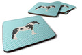 Cyldesdale Horse Blue Check Foam Coasters Set of 4 Cup Coasters for Indoor Outdoor, Tabletop Protection, Anti Slip, Mouse pad Material