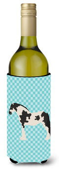 Cyldesdale Horse Blue Check Wine Bottle Hugger Gift Sleeve for Standard 750 ml Bottles, Insulated Reusable Also Fits Mini Shot & Pint Bottles